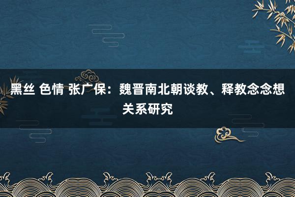 黑丝 色情 张广保：魏晋南北朝谈教、释教念念想关系研究