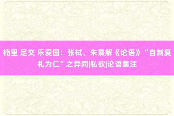 楠里 足交 乐爱国：张栻、朱熹解《论语》“自制复礼为仁”之异同|私欲|论语集注